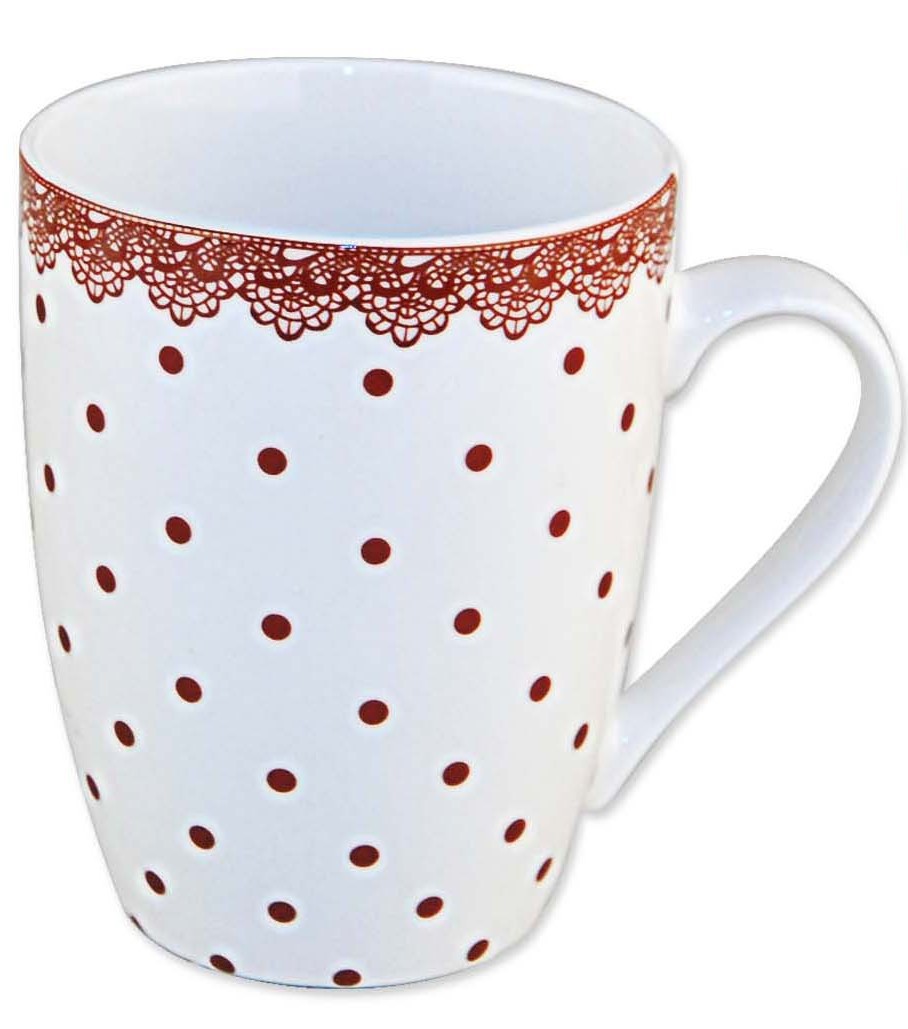 Kubek romantyczny i zabawny - brąz 1 Kubeczki w kropeczki Kubek w kolorowe wzory z wysokiej jakości porcelany NEW BONE CHINA. Mix 2 wzorów.