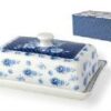 Ceramiczna maselniczka, maselniczka Błękitne Kwiaty 2 Ceramiczna maselnica z motywem oliwki