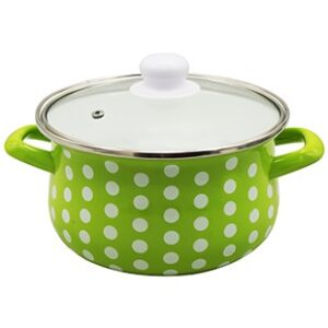 Zielony garnek w grochy, groszki. 4,80l