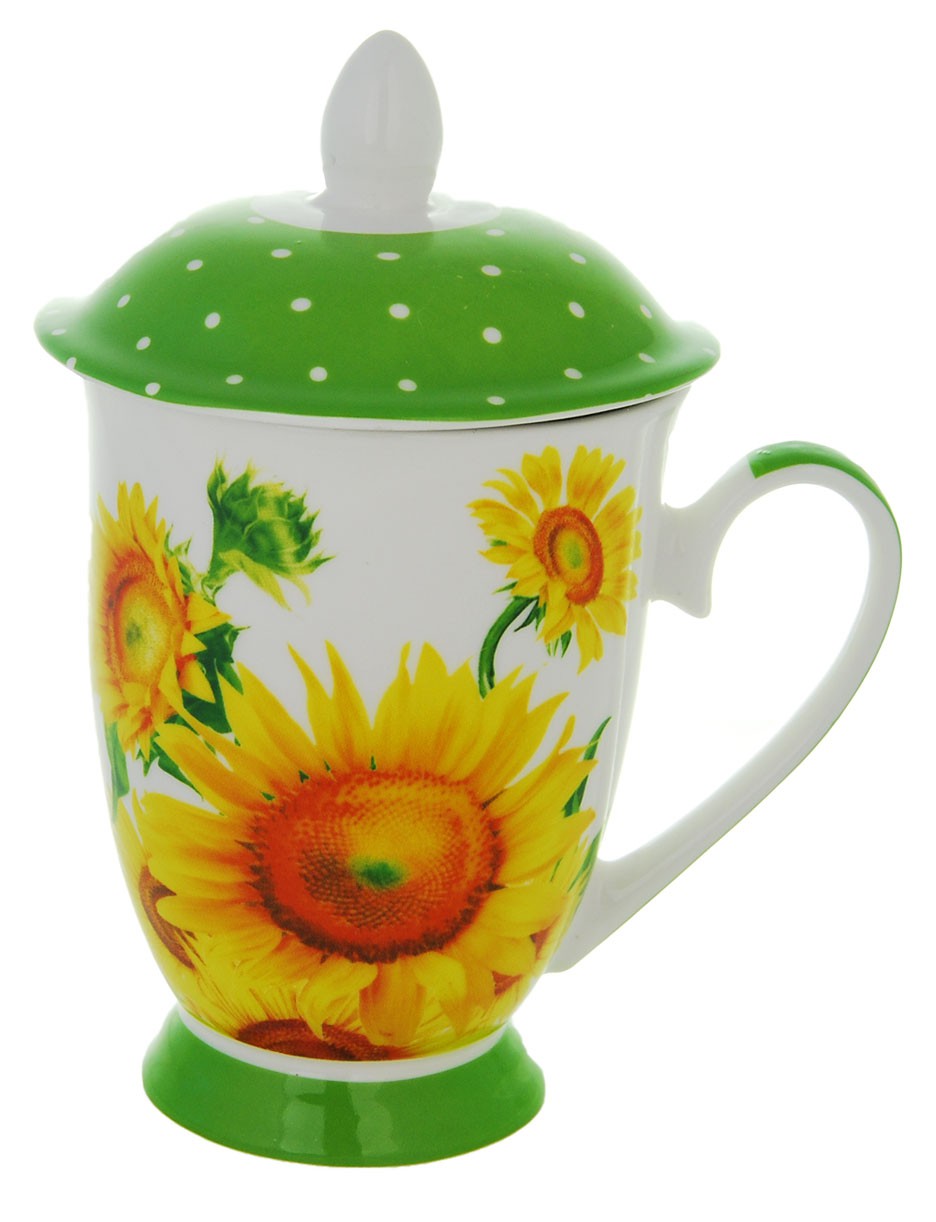 Porcelanowy kubek z zaparzaczem Słonecznik 1 Porcelanowy kubek z zaparzaczem Róża