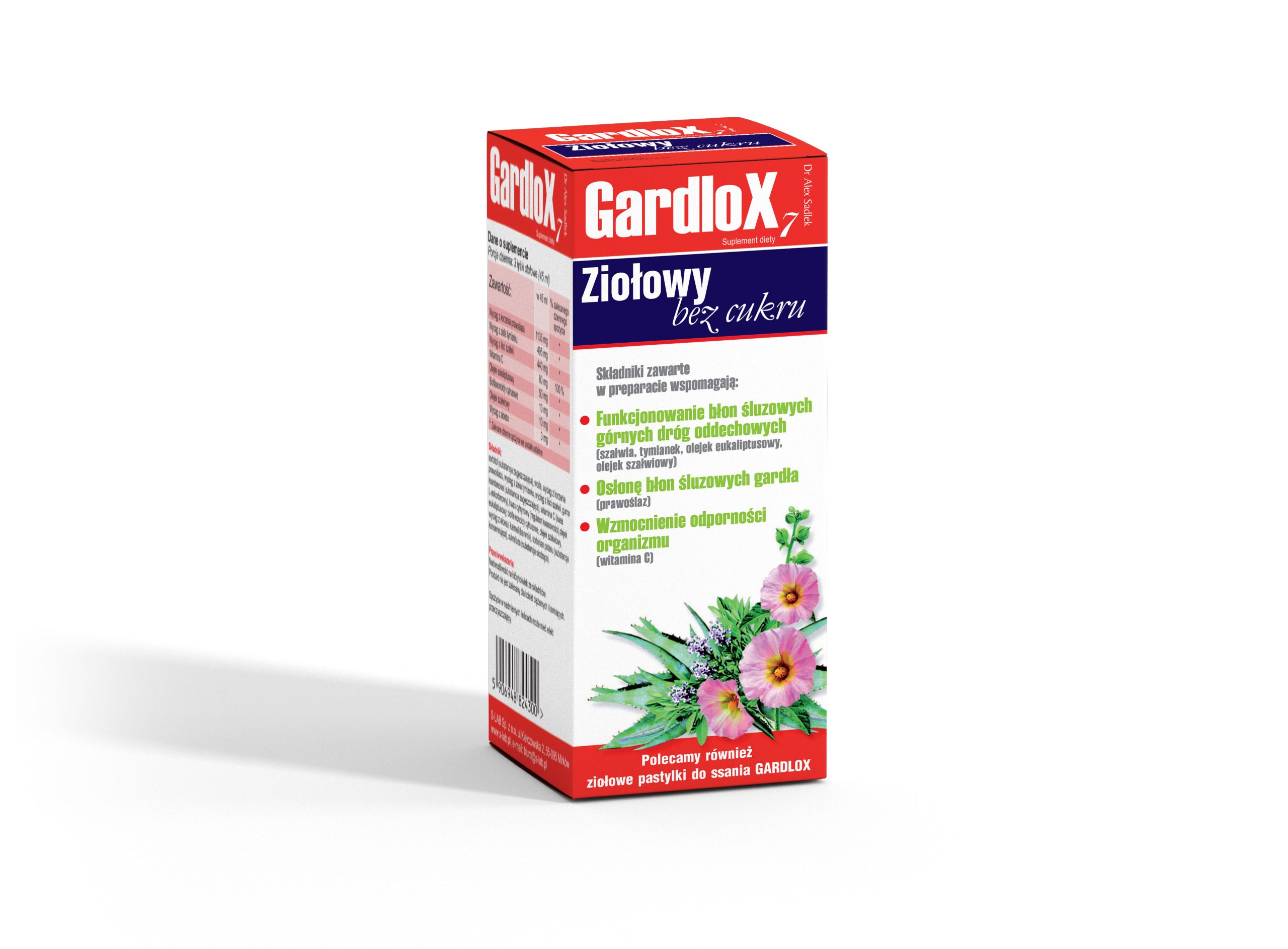 Gardlox ziołowy bez cukru Płyn, 120 ml S-Lab 1 Gardlox ziołowy bez cukru Płyn, 120 ml S-Lab