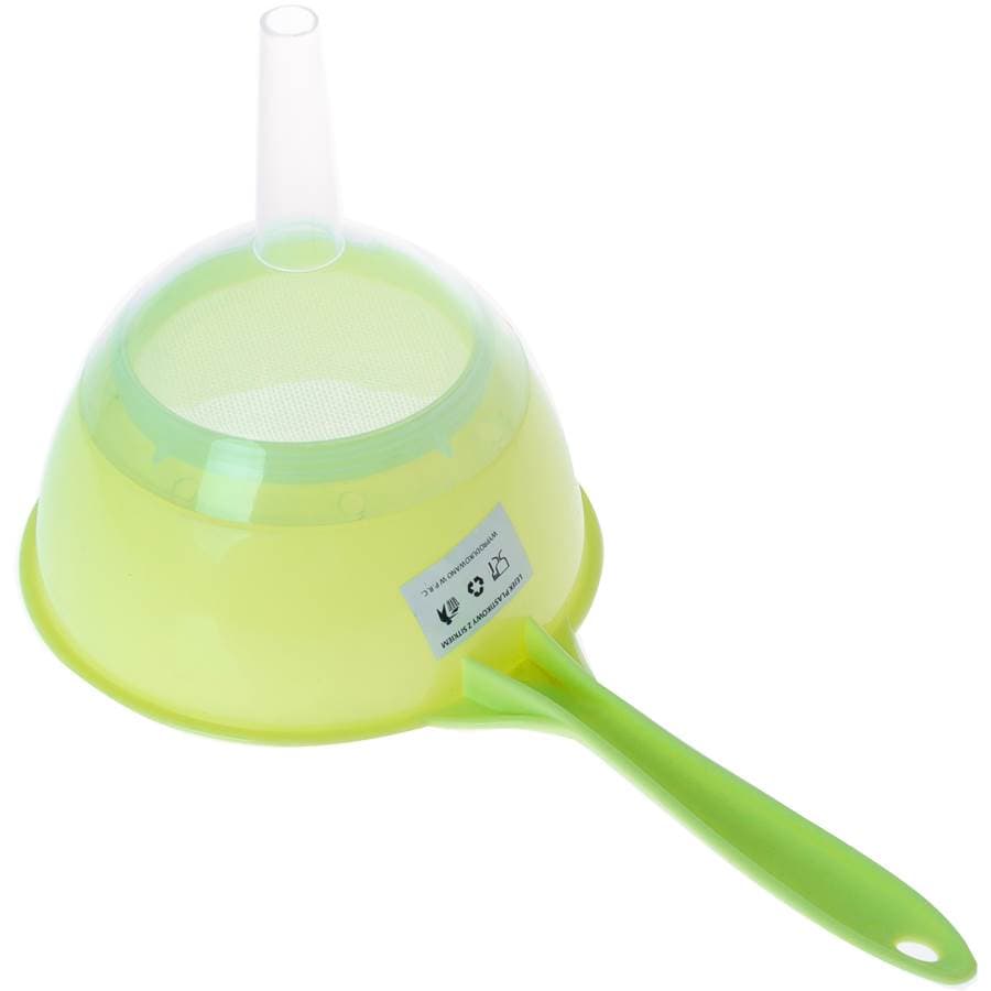 Lejek plastikowy z rączką z sitkiem 13cm 2 Lejek plastikowy z rączką z sitkiem 13cm - obrazek 2