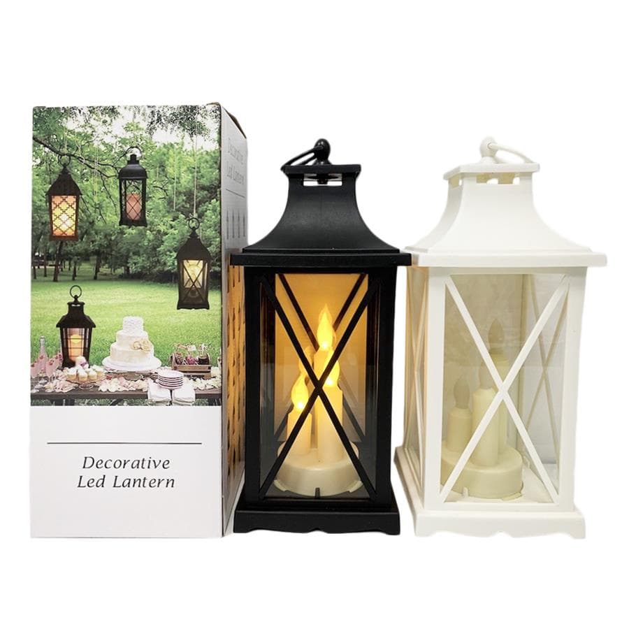Lampion z świecą LED 29x13cm czarny 1 Lampion z świecą LED 29x13cm czarny