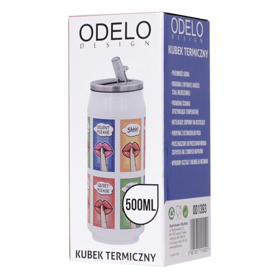 Puszka kubek term. 500ml Biały"Quiet Cisza" 2 Puszka kubek term. 500ml Biały"Quiet Cisza" - obrazek 2