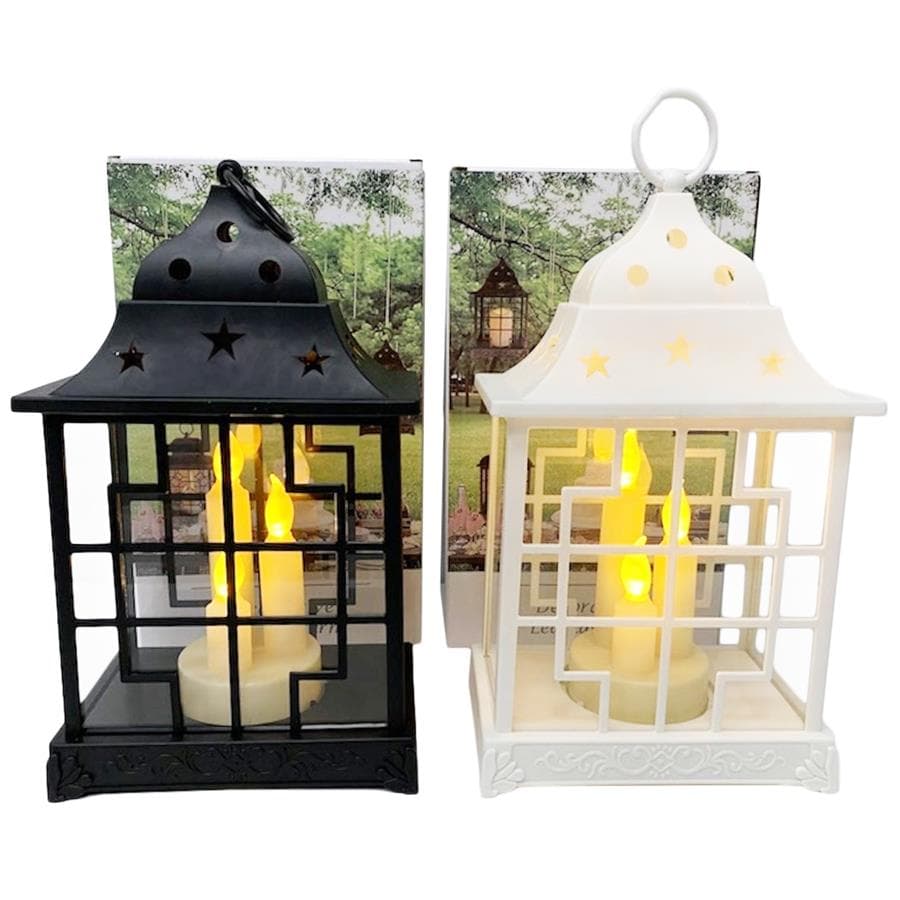 Lampion z świecą LED 29x18cm czarny 1 Lampion z świecą LED 29x18cm czarny