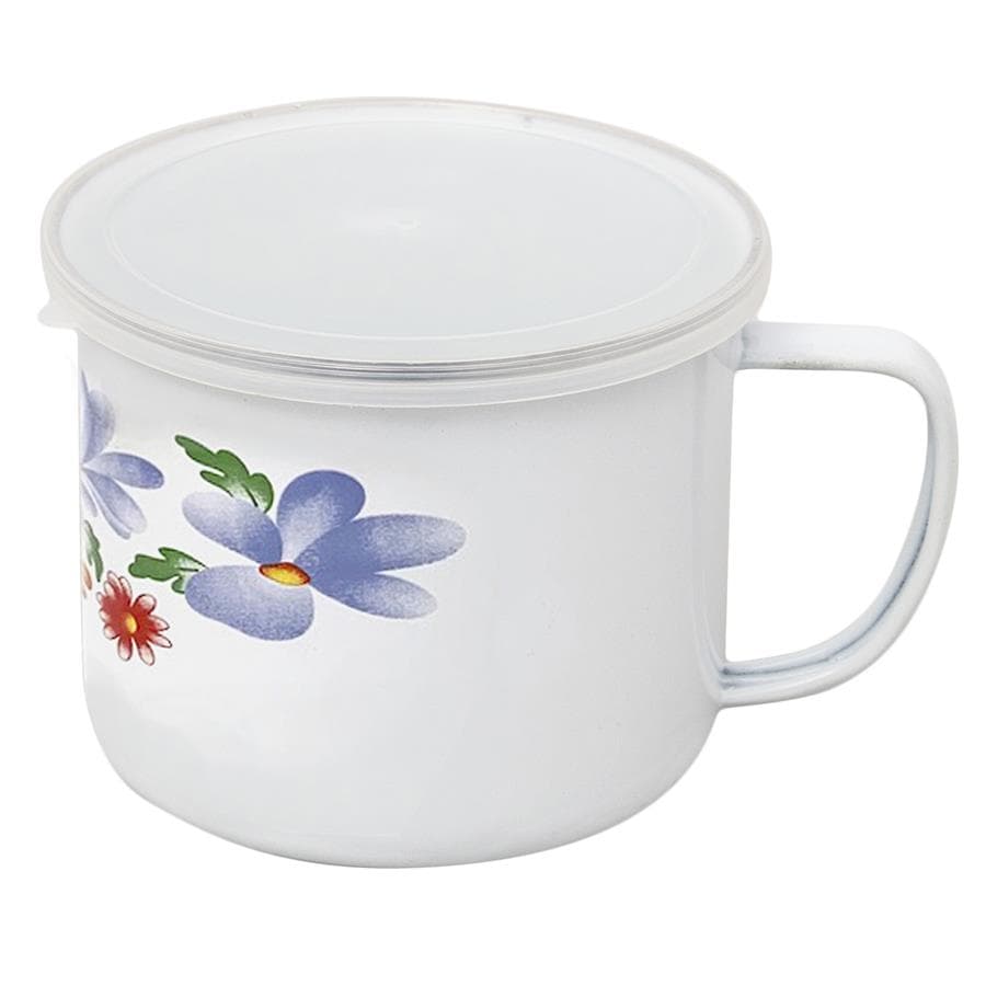 Kubek emalia z pokrywką 14cm mix wzory 1 Kubek emalia z pokrywką 14cm mix wzory