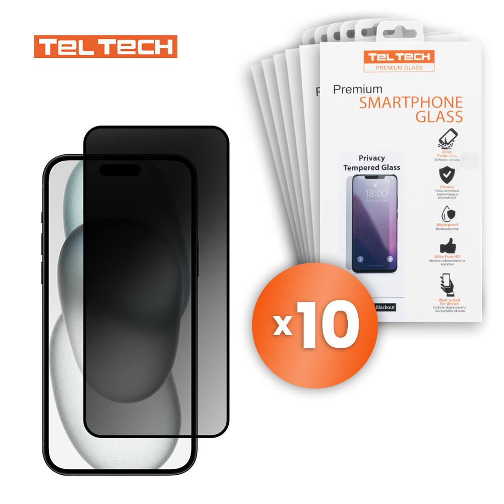 TELTECH PREMIUM SZKŁO HARTOWANE PRIVACY ZACIEMNIAJĄCE IPHONE 14 PRO 10SZT 1 TELTECH PREMIUM SZKŁO HARTOWANE PRIVACY ZACIEMNIAJĄCE IPHONE 14 PRO 10SZT