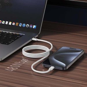 APPLE KABEL TYP-C -TYP-C 1M 60W DO IPHONE 15 BIAŁY OPLOT BOX MW493ZM/A / MQKJ3ZM/A 9 zdj 195949371905 4