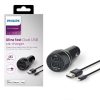 ŁADOWARKA SAMOCHODOWA 2A+1A CZARNA PHILIPS + KABEL IPHONE MFI 3100mA 2XUSB DUAL 15.5W QUICK CHARGE Phil-DLP2357V/10 7 zdj 4895185614502