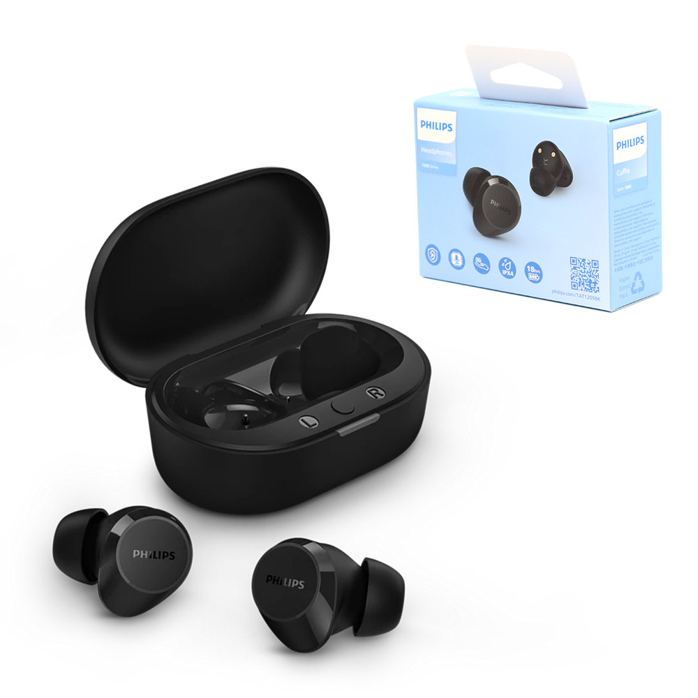 SŁUCHAWKI PHILIPS DOUSZNE TWS BEZPRZEWODOWE BLUETOOTH TRUE WIRELESS CZARNE Phil-TAT1209BK/00 1 SŁUCHAWKI PHILIPS DOUSZNE TWS BEZPRZEWODOWE BLUETOOTH TRUE WIRELESS CZARNE Phil-TAT1209BK/00