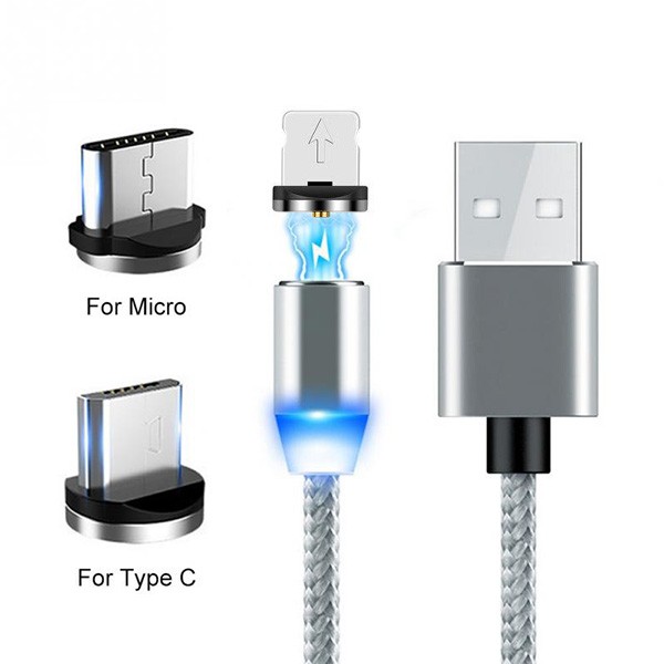 ECOBOX KABEL USB 3w1 MAGNETYCZNY 360 SREBRNY IPHONE MICRO TYP-C 2 ECOBOX KABEL USB 3w1 MAGNETYCZNY 360 SREBRNY IPHONE MICRO TYP-C - obrazek 2