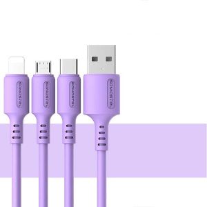 SOMOSTEL KABEL USB MICRO 3A FIOLETOWY 3100mAh QUICK CHARGER 1.2M POWERLINE SMS-BP06 MACARON 6 zdj 5902012968901 2