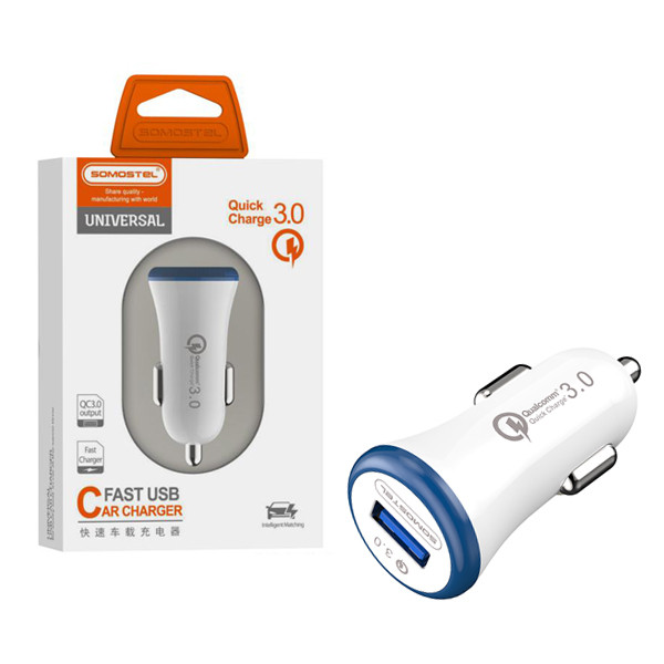 ŁADOWARKA SAMOCHODOWA 3A BIAŁA SOMOSTEL 3100mA QUICK CHARGE QC 3.0 SMS-A46 1 ŁADOWARKA SAMOCHODOWA 3A BIAŁA SOMOSTEL 3100mA QUICK CHARGE QC 3.0 SMS-A46