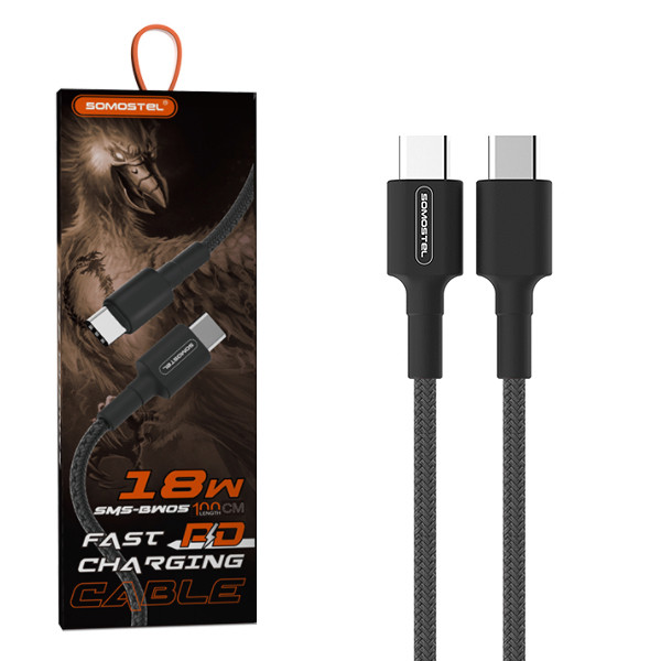 KABEL TYP-C DO TYP-C PD 3.6A SOMOSTEL CZARNY 18W 1M POWER DELIVERY SMS-BW05 PD USB-C TYPC 1 KABEL TYP-C DO TYP-C PD 3.6A SOMOSTEL CZARNY 18W 1M POWER DELIVERY SMS-BW05 PD USB-C TYPC
