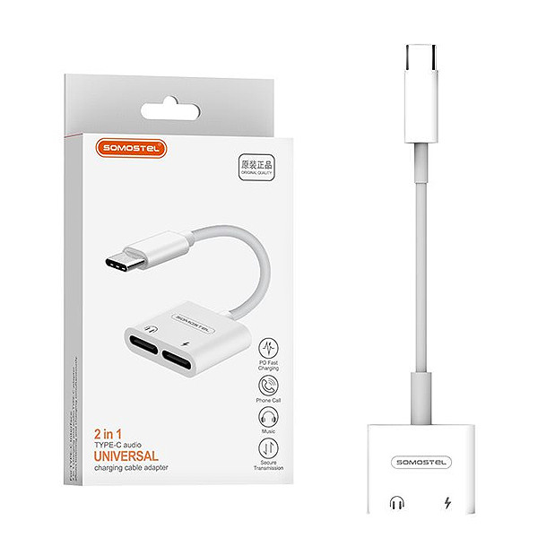 ADAPTER HF TYP-C SOMOSTEL BIAŁY SMS-BZ06 AUDIO USB-C + ZASILANIE 1 ADAPTER HF TYP-C SOMOSTEL BIAŁY SMS-BZ06 AUDIO USB-C + ZASILANIE