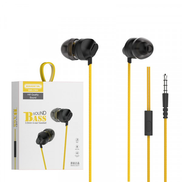 SŁUCHAWKI UNIWERSALNE SOMOSTEL JACK 3,5 CALA ŻÓŁTE DOUSZNE SMS-CS04 SOUND BASS 1 SŁUCHAWKI UNIWERSALNE SOMOSTEL JACK 3,5 CALA ŻÓŁTE DOUSZNE SMS-CS04 SOUND BASS