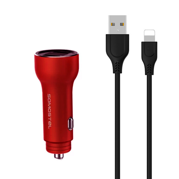 ŁADOWARKA SAMOCHODOWA 5A CZERWONY MIERNIK + KABEL IPHONE SOMOSTEL 30W 2XUSB DUAL SMS-A89 QUICK CHARGE QC 3.0 ALUMINIUM 2 ŁADOWARKA SAMOCHODOWA 5A CZERWONY MIERNIK + KABEL IPHONE SOMOSTEL 30W 2XUSB DUAL SMS-A89 QUICK CHARGE QC 3.0 ALUMINIUM - obrazek 2
