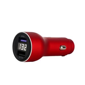 ŁADOWARKA SAMOCHODOWA 5A CZERWONY MIERNIK + KABEL IPHONE SOMOSTEL 30W 2XUSB DUAL SMS-A89 QUICK CHARGE QC 3.0 ALUMINIUM 8 zdj 5904238703373 2