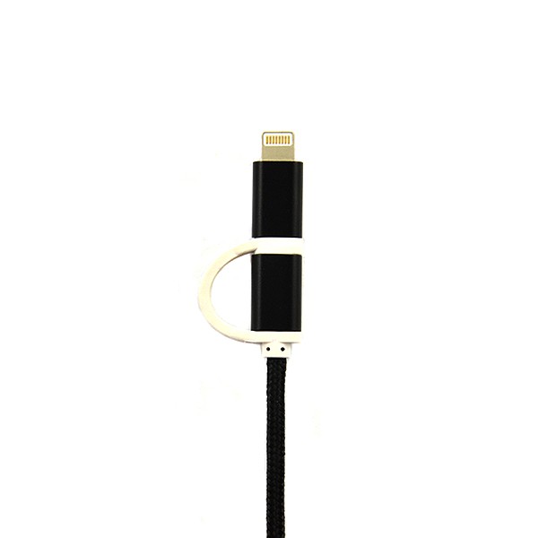 ECONOMY KABEL USB NYLON CZARNY LIGHTNING + MICRO USB 2w1 2 ECONOMY KABEL USB NYLON CZARNY LIGHTNING + MICRO USB 2w1 - obrazek 2