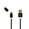 ECONOMY KABEL USB NYLON CZARNY LIGHTNING + MICRO USB 2w1 4 zdj 5904238704851