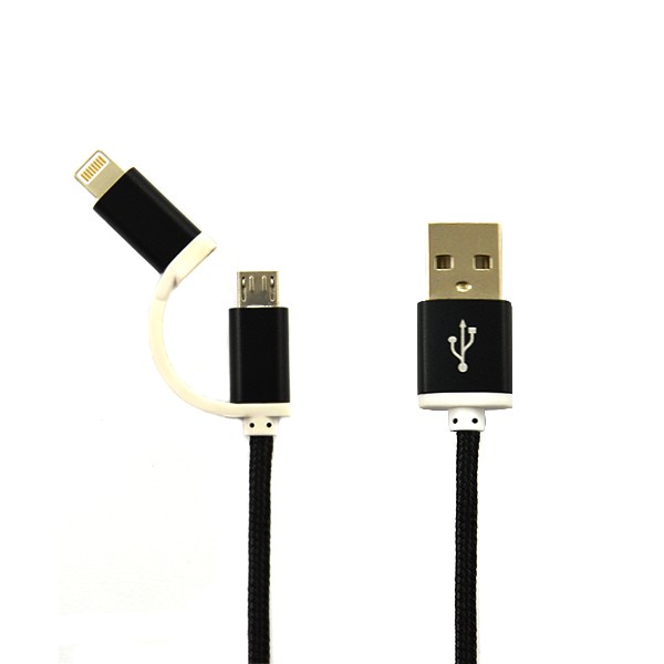 ECONOMY KABEL USB NYLON CZARNY LIGHTNING + MICRO USB 2w1 1 ECONOMY KABEL USB NYLON CZARNY LIGHTNING + MICRO USB 2w1