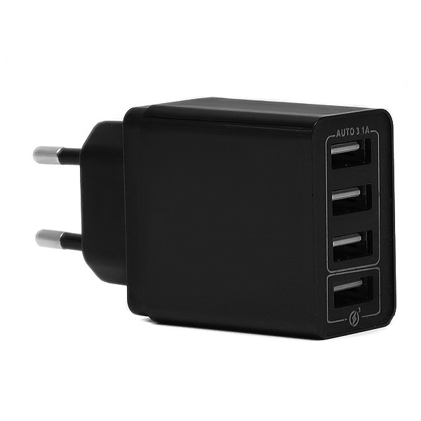 ECONOMY ŁADOWARKA SIECIOWA 3A CZARNA QUICK 3.0 FAST CHARGER 3100mA 4XUSB 25W 4 ECONOMY ŁADOWARKA SIECIOWA 3A CZARNA QUICK 3.0 FAST CHARGER 3100mA 4XUSB 25W - obrazek 4