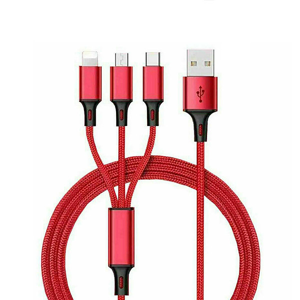 REDX KABEL USB 3W1 3A CZERWONY + MIRO USB + TYP-C 2 REDX KABEL USB 3W1 3A CZERWONY + MIRO USB + TYP-C - obrazek 2