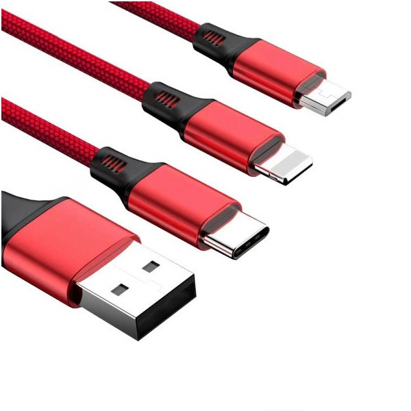 REDX KABEL USB 3W1 3A CZERWONY + MIRO USB + TYP-C 1 REDX KABEL USB 3W1 3A CZERWONY + MIRO USB + TYP-C