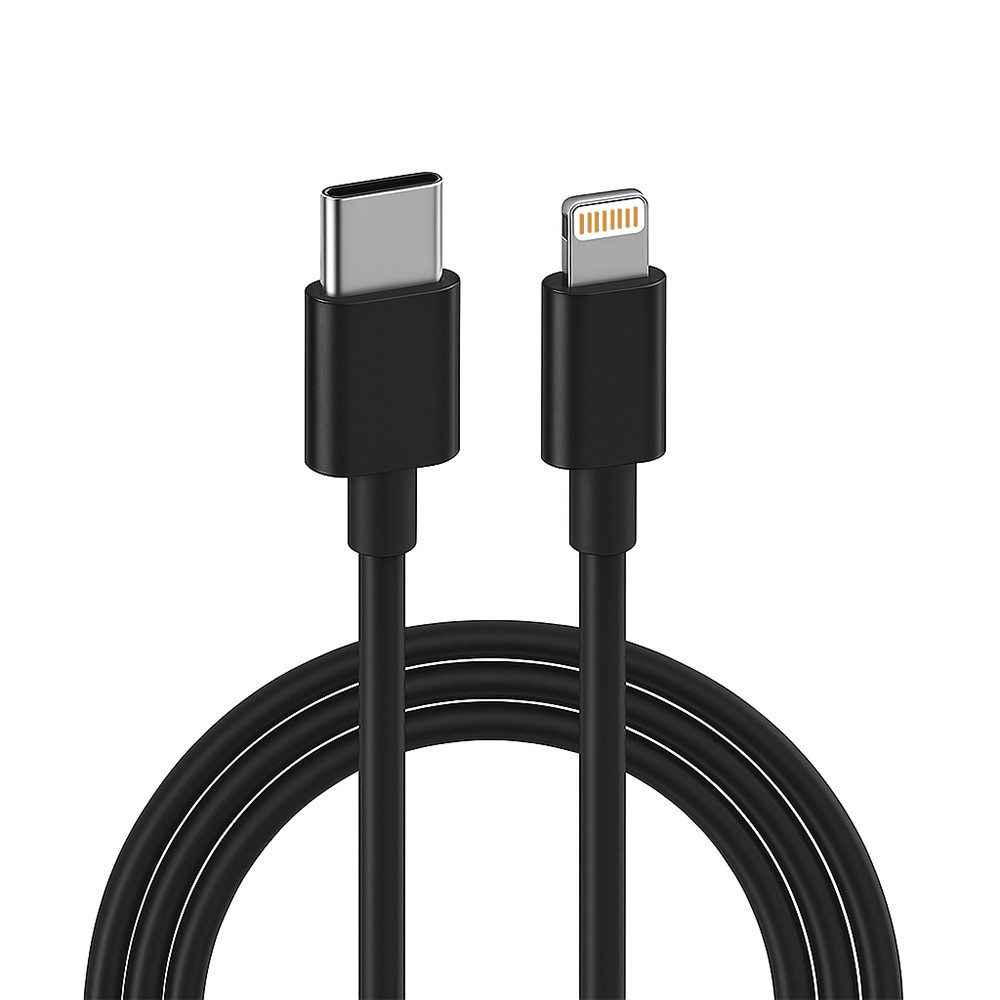ECONOMY KABEL USB PD TYP-C DO IPHONE 2A 12W CZARNY 1M PD 2 ECONOMY KABEL USB PD TYP-C DO IPHONE 2A 12W CZARNY 1M PD - obrazek 2