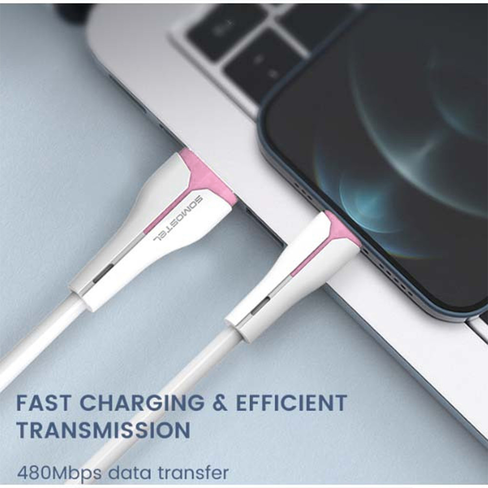 KABEL USB IPHONE 2,4A SOMOSTEL BIAŁY 2400mAh QUICK CHARGER 1M POWERLINE SMS-BP08 5 KABEL USB IPHONE 2,4A SOMOSTEL BIAŁY 2400mAh QUICK CHARGER 1M POWERLINE SMS-BP08 - obrazek 5