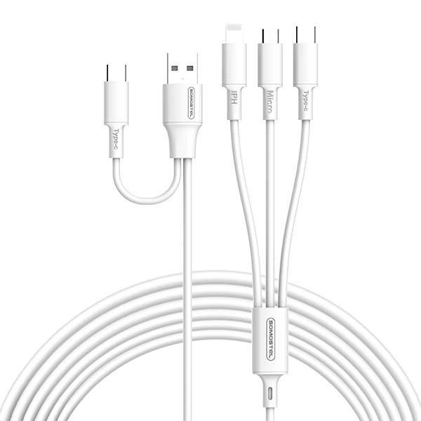 KABEL USB 3W1 SOMOSTEL BIAŁY 2,1A 10W QUICK CHARGER POWERLINE PD SMS-BT14 2 KABEL USB 3W1 SOMOSTEL BIAŁY 2,1A 10W QUICK CHARGER POWERLINE PD SMS-BT14 - obrazek 2
