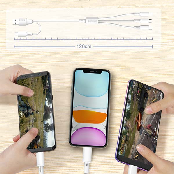 KABEL USB 3W1 SOMOSTEL BIAŁY 2,1A 10W QUICK CHARGER POWERLINE PD SMS-BT14 5 KABEL USB 3W1 SOMOSTEL BIAŁY 2,1A 10W QUICK CHARGER POWERLINE PD SMS-BT14 - obrazek 5