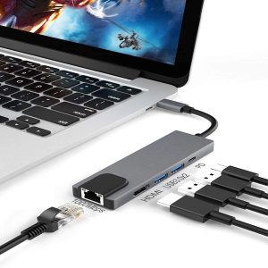 ECOBOX ADAPTER TYP-C ROZDZIELACZ HDMI + TYP-C + USB + RJ45 DEX 8 zdj 5904238713976 3