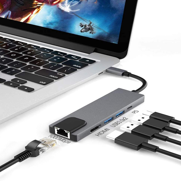 ECOBOX ADAPTER TYP-C ROZDZIELACZ HDMI + TYP-C + USB + RJ45 DEX 4 ECOBOX ADAPTER TYP-C ROZDZIELACZ HDMI + TYP-C + USB + RJ45 DEX - obrazek 4