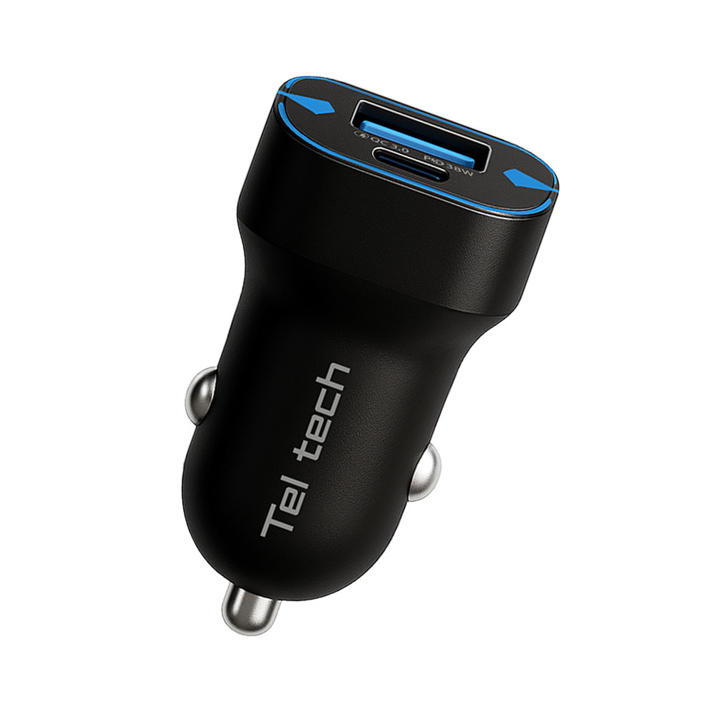 TELTECH ŁADOWARKA SAMOCHODOWA USB+TYP-C QC3.0+PD CZARNA 38W TCC-02 3 TELTECH ŁADOWARKA SAMOCHODOWA USB+TYP-C QC3.0+PD CZARNA 38W TCC-02 - obrazek 3