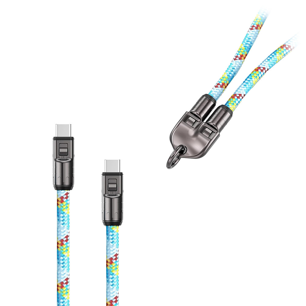 ECOBOX KABEL 240W TYP-C DO TYP-C SMYCZ NA SZYJE TĘCZA BIAŁA 2 ECOBOX KABEL 240W TYP-C DO TYP-C SMYCZ NA SZYJE TĘCZA BIAŁA - obrazek 2