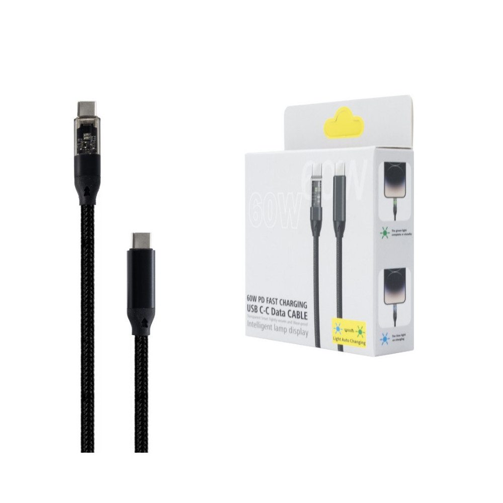 ECOBOX KABEL SZYBKIEGO ŁADOWANIA USB PD TYP-C DO TYP-C 60W CZARNY USB 3.0 1 ECOBOX KABEL SZYBKIEGO ŁADOWANIA USB PD TYP-C DO TYP-C 60W CZARNY USB 3.0