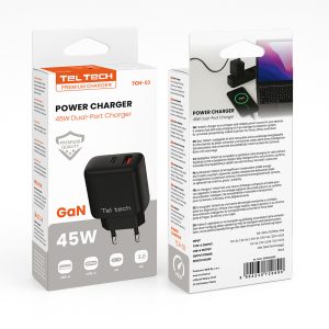 TELTECH ŁADOWARKA SIECIOWA GAN 45W USB+TYP-C CZARNY PD TCH-03 7 zdj 5904238720899 3
