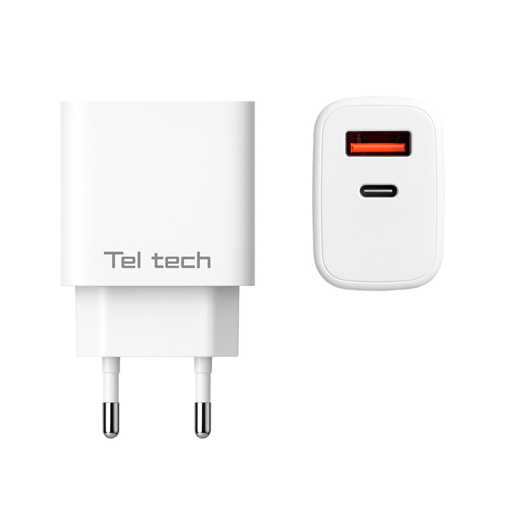 TELTECH ŁADOWARKA SIECIOWA 25W USB+TYP-C + KABEL TYP-C/TYP-C PD BIAŁY TCH-02 2 TELTECH ŁADOWARKA SIECIOWA 25W USB+TYP-C + KABEL TYP-C/TYP-C PD BIAŁY TCH-02 - obrazek 2