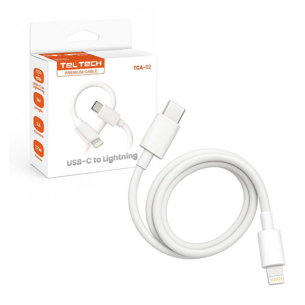 TELTECH KABEL USB PD TYP-C DO LIGHTNING 12W 2A BIAŁY 1M TCA-02 1 TELTECH KABEL USB PD TYP-C DO LIGHTNING 12W 2A BIAŁY 1M TCA-02