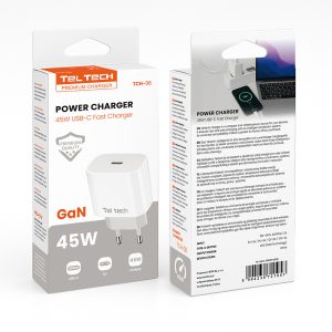 TELTECH ŁADOWARKA SIECIOWA GAN 45W BIAŁY TYP-C TCH-06 VIE 7 zdj 5904238721957 3