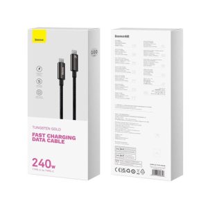 KABEL USB-C DO USB-C BASEUS TUNGSTEN GOLD, 240W, 3M (CZARNY) CAWJ040201 7 zdj 6932172628840 3