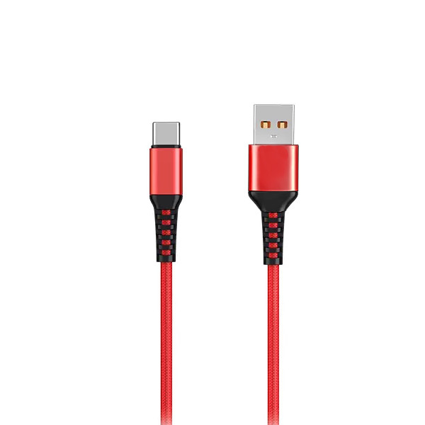 KABEL USB WZMACNIANY OPLOT TYP-C DENMEN CZERWONY 1M D02T 2 KABEL USB WZMACNIANY OPLOT TYP-C DENMEN CZERWONY 1M D02T - obrazek 2