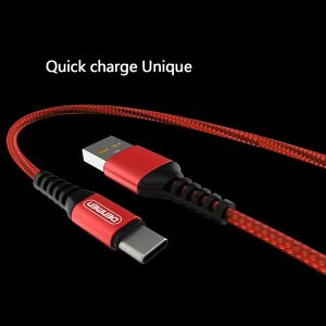 KABEL USB WZMACNIANY OPLOT TYP-C DENMEN CZERWONY 1M D02T 7 zdj 6973224870138 3