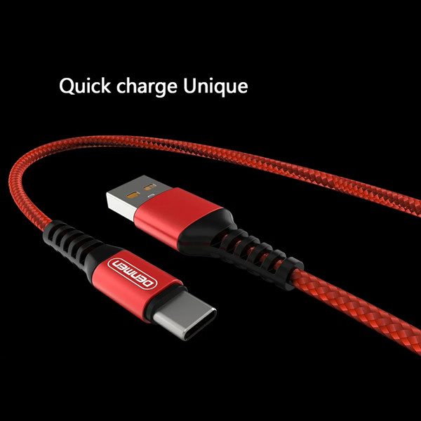 KABEL USB WZMACNIANY OPLOT TYP-C DENMEN CZERWONY 1M D02T 4 KABEL USB WZMACNIANY OPLOT TYP-C DENMEN CZERWONY 1M D02T - obrazek 4