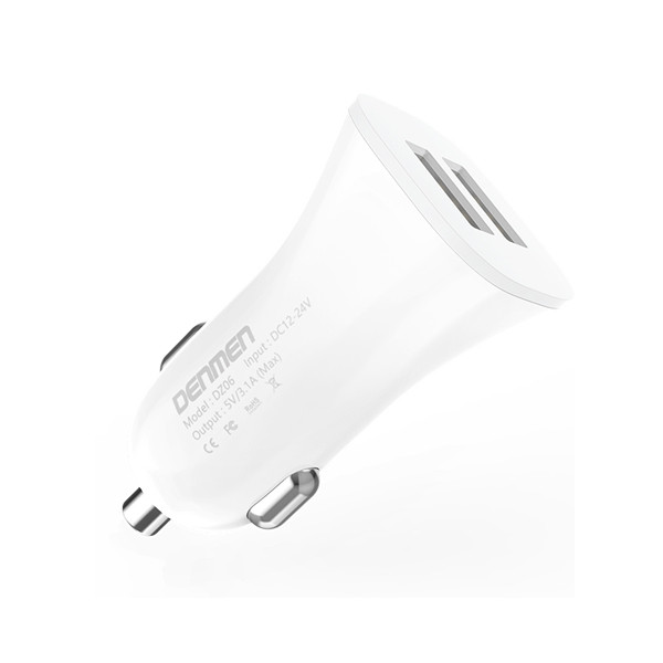 ŁADOWARKA SAMOCHODOWA 3A + KABEL IPHONE BIAŁA DENMEN 3100mA DUAL FAST CHARGING 2XUSB DZ06L 15W 3 ŁADOWARKA SAMOCHODOWA 3A + KABEL IPHONE BIAŁA DENMEN 3100mA DUAL FAST CHARGING 2XUSB DZ06L 15W - obrazek 3