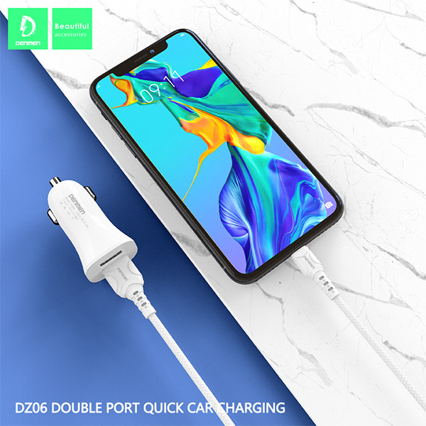 ŁADOWARKA SAMOCHODOWA 3A + KABEL IPHONE BIAŁA DENMEN 3100mA DUAL FAST CHARGING 2XUSB DZ06L 15W 5 ŁADOWARKA SAMOCHODOWA 3A + KABEL IPHONE BIAŁA DENMEN 3100mA DUAL FAST CHARGING 2XUSB DZ06L 15W - obrazek 5