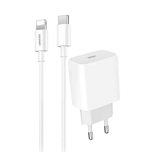 ŁADOWARKA SIECIOWA 3,6A 20W BIAŁA DENMEN + KABEL IPHONE 3600mA DC06 PD TYP-C DO IPHONE 2 ŁADOWARKA SIECIOWA 3,6A 20W BIAŁA DENMEN + KABEL IPHONE 3600mA DC06 PD TYP-C DO IPHONE - obrazek 2