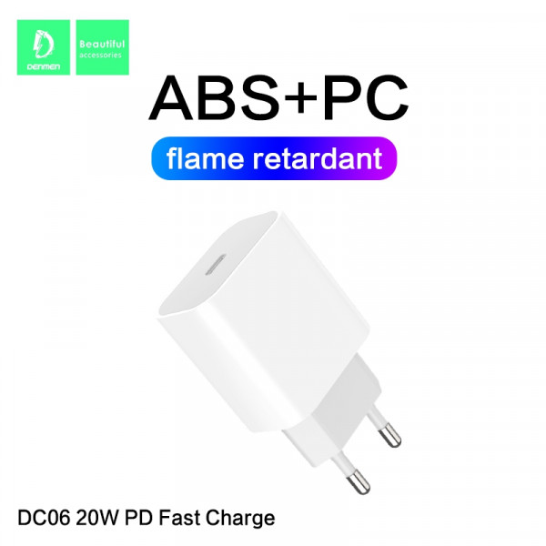 ŁADOWARKA SIECIOWA 3,6A 20W BIAŁA DENMEN + KABEL IPHONE 3600mA DC06 PD TYP-C DO IPHONE 6 ŁADOWARKA SIECIOWA 3,6A 20W BIAŁA DENMEN + KABEL IPHONE 3600mA DC06 PD TYP-C DO IPHONE - obrazek 6