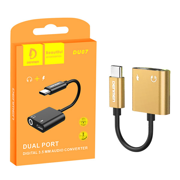 ADAPTER HF TYP-C DENMEN ZŁOTY AUDIO JACK 3.5 CALA + ZASILANIE DU07 1 ADAPTER HF TYP-C DENMEN ZŁOTY AUDIO JACK 3.5 CALA + ZASILANIE DU07